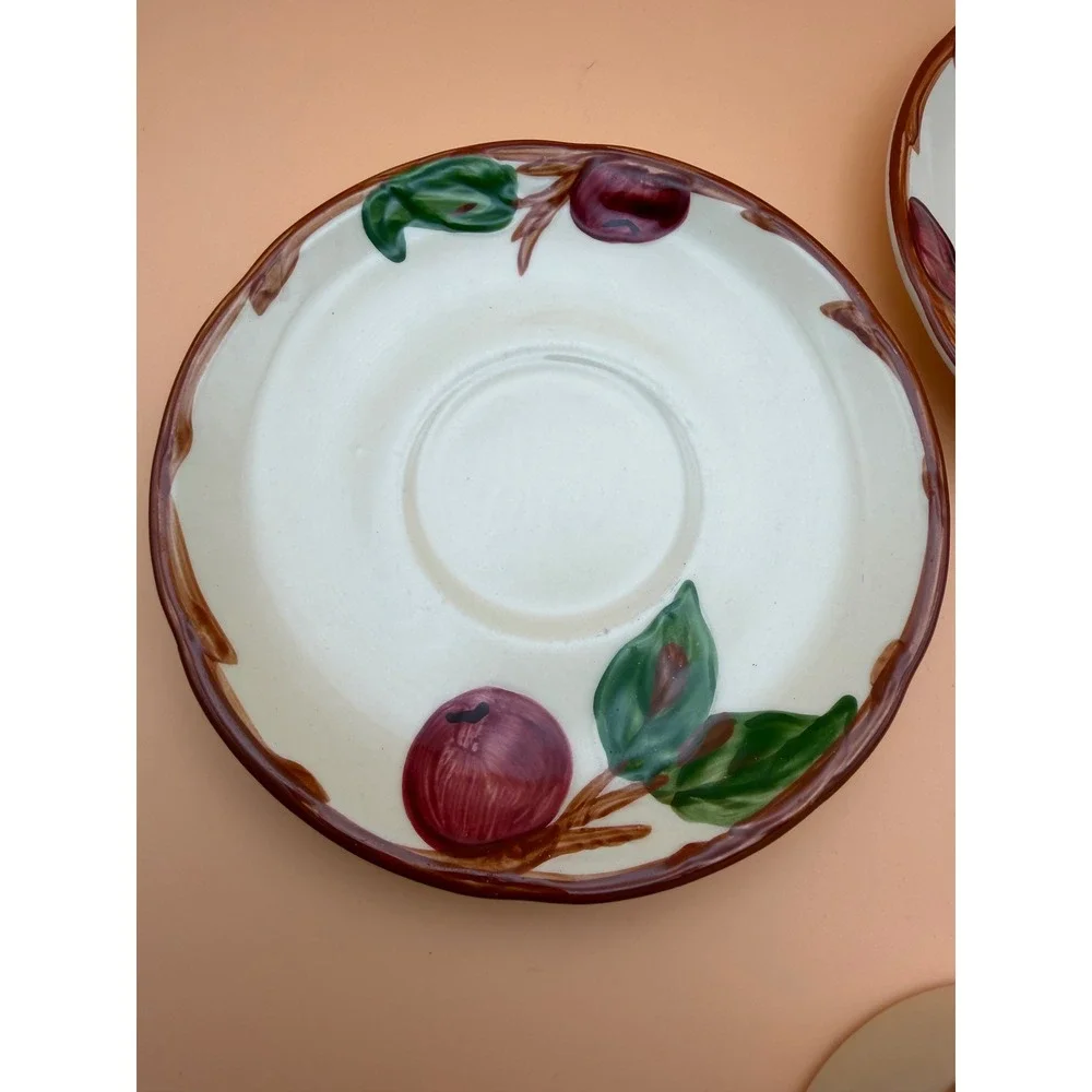 Franciscan Apple Earthenware Coffee Cups and Saucers Set of 2 Vintage USA Made